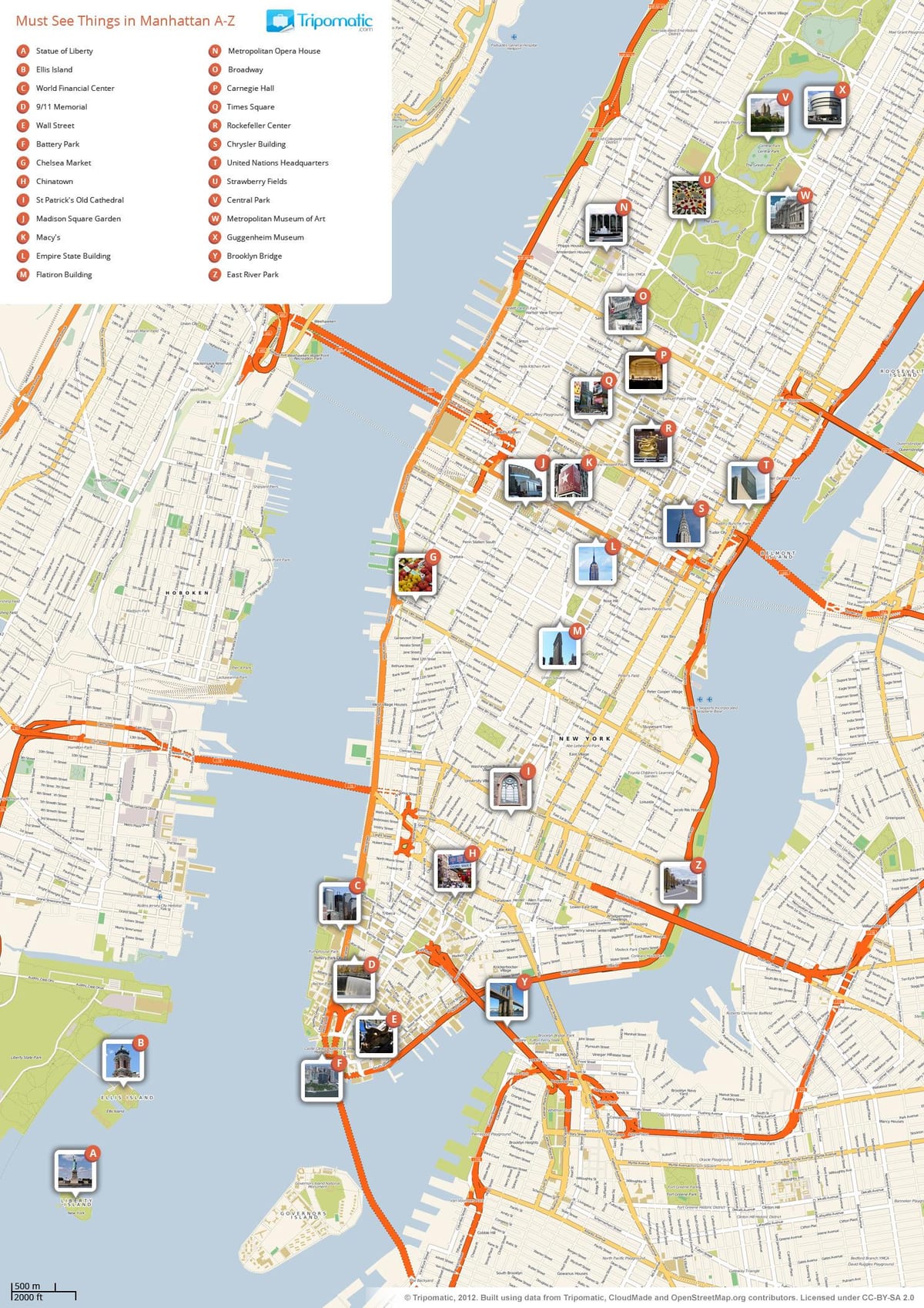 ਨਕਸ਼ਾ ਦੇ Manhattan ਦਿਖਾ ਯਾਤਰੀ ਆਕਰਸ਼ਣ