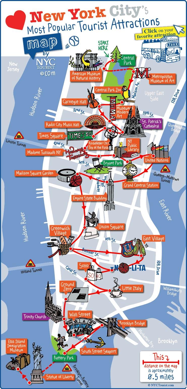 ਨਕਸ਼ਾ ਦੇ Manhattan, ਨ੍ਯੂ ਯਾਰ੍ਕ ਆਕਰਸ਼ਣ