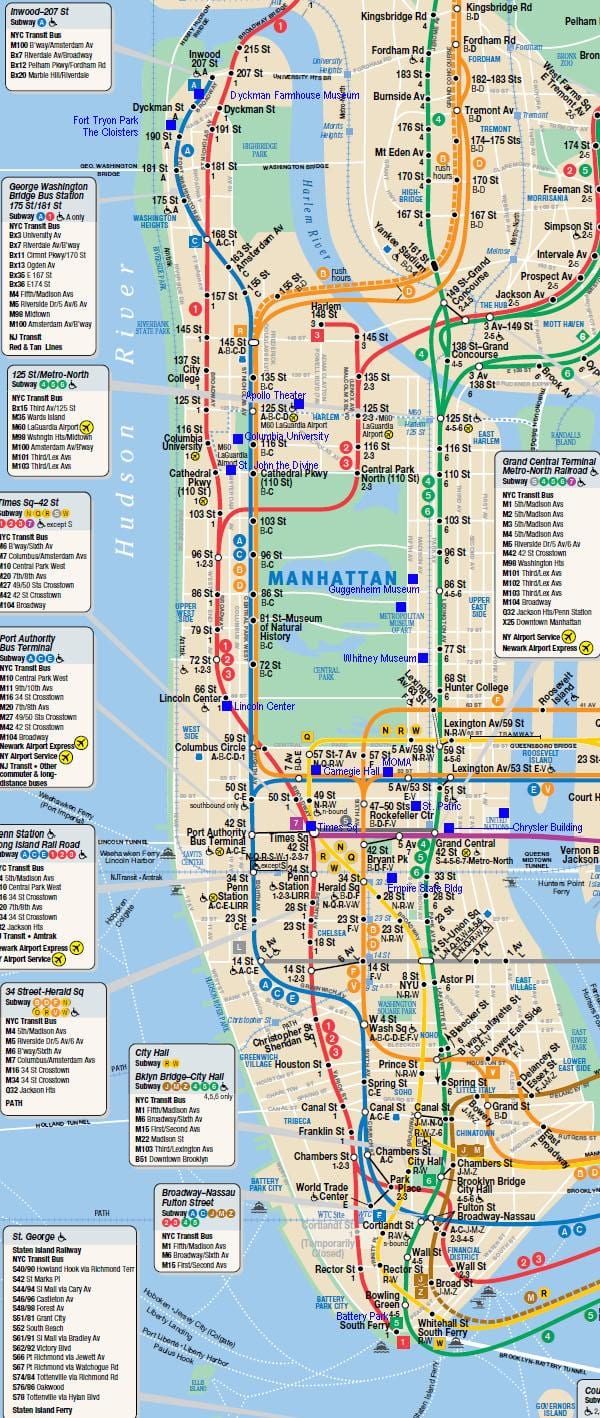 Manhattan ਰੇਲ ਨਕਸ਼ਾ