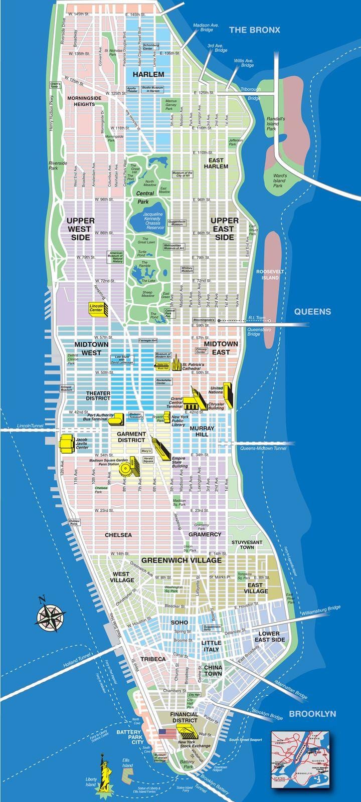 ਨਕਸ਼ਾ Manhattan ਦੇ ਟਾਪੂ