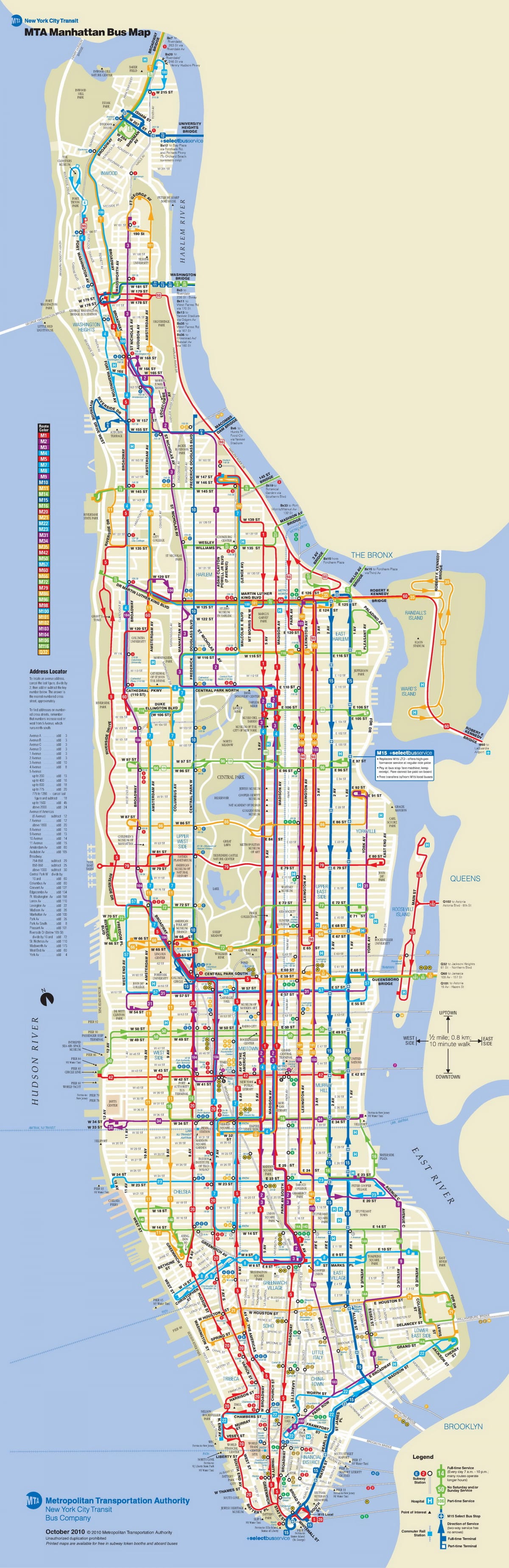 NYC ਬੱਸ ਨਕਸ਼ਾ Manhattan