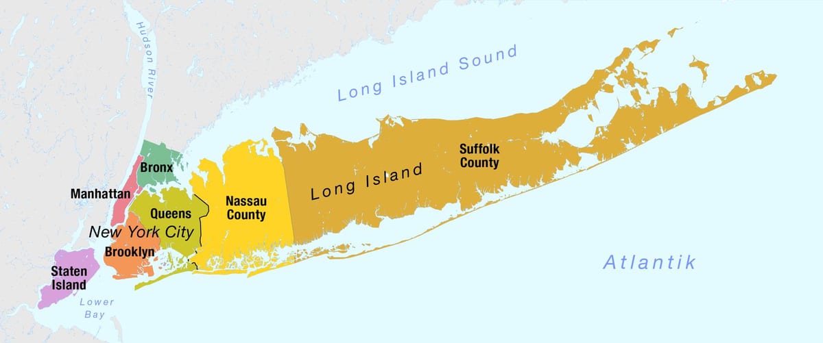 ਨਕਸ਼ਾ ਦੇ ਨ੍ਯੂ ਯਾਰ੍ਕ Manhattan ਅਤੇ ਲੰਮੇ island