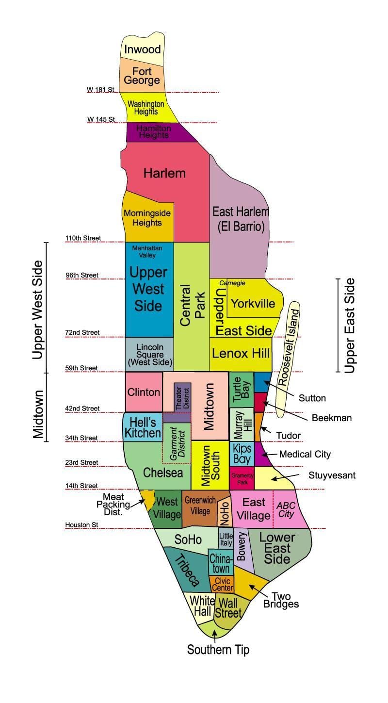 ਨਕਸ਼ਾ ਦੇ Manhattan boroughs