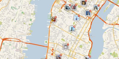 ਨਕਸ਼ਾ ਦੇ Manhattan ਦਿਖਾ ਯਾਤਰੀ ਆਕਰਸ਼ਣ