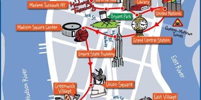 ਨਕਸ਼ਾ ਦੇ Manhattan, ਨ੍ਯੂ ਯਾਰ੍ਕ ਆਕਰਸ਼ਣ