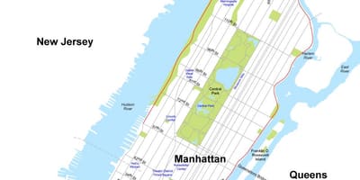 ਨਕਸ਼ਾ Manhattan ਦੇ ਟਾਪੂ ਨ੍ਯੂ ਯਾਰ੍ਕ